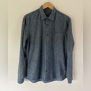 Vince Button-Up‎ Blue Polka-Dot Pattern Cotton Collared Shirt Size Large